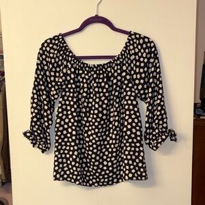 J. Crew Black and White Patterned Blouse